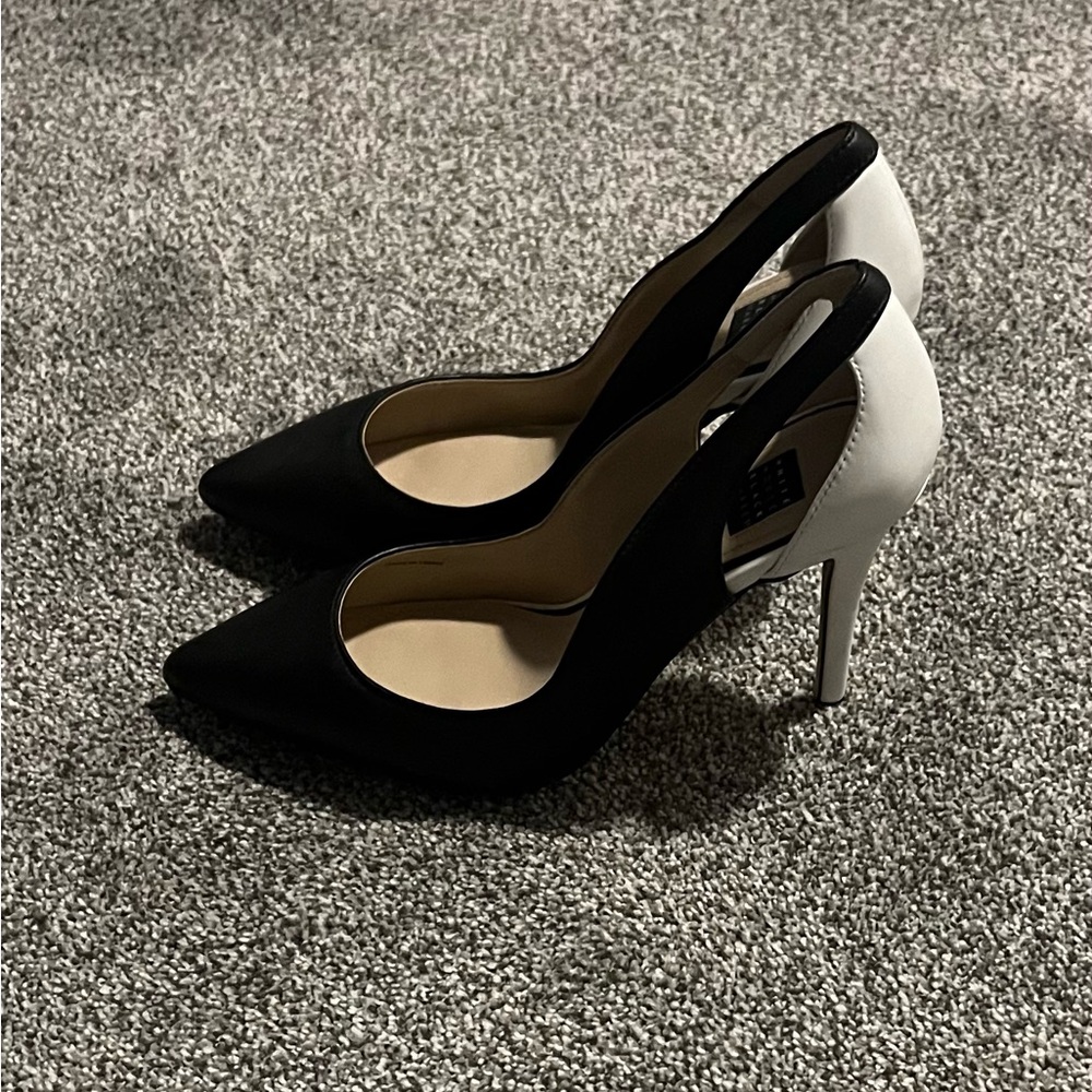 Black and white heels